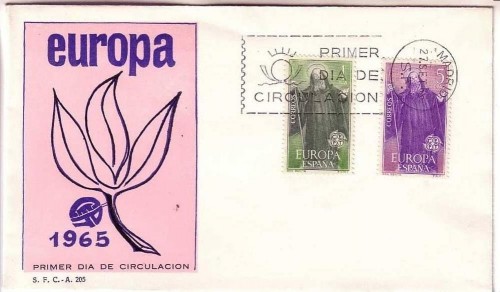 SPANIEN MI-NR. 1565-1566 FDC CEPT 1965 ZWEIG