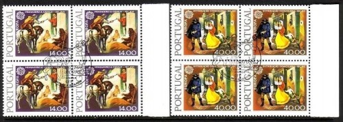 PORTUGAL MI-NR. 1441-1442 y GESTEMPELT(USED) 4er Block EUROPA 1979 POST- und FERNMELDEWESEN