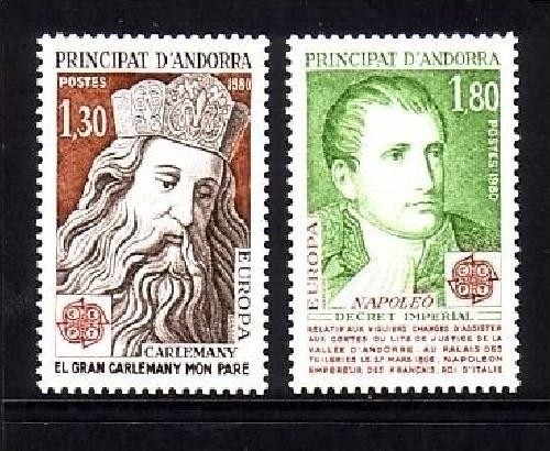 ANDORRA FRANZÖSISCH MI-NR. 305-306 POSTFRISCH(MINT) EUROPA 1980 - PERSÖNLICHKEITEN NAPOLEON KARL DER GROSSE