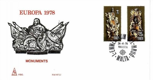 MALTA MI-NR. 569-570 FDC EUROPA 1978 BAUDENKMÄLER