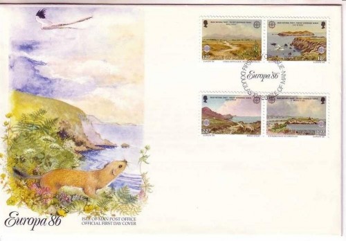 ISLE OF MAN MI-NR. 307-310 FDC CEPT 1986 NATUR- UND UMWELTSCHUTZ HERMELIN