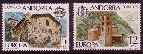 ANDORRA SPANISCH MI-NR. 115-116 POSTFRISCH(MINT) EUROPA 1978 BAUDENKMÄLER KIRCHE RATHAUS