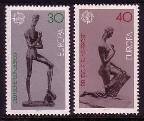 DEUTSCHLAND MI-NR. 804-805 POSTFRISCH(MINT) EUROPA 1974 SKULPTUREN LEHMBRUCK
