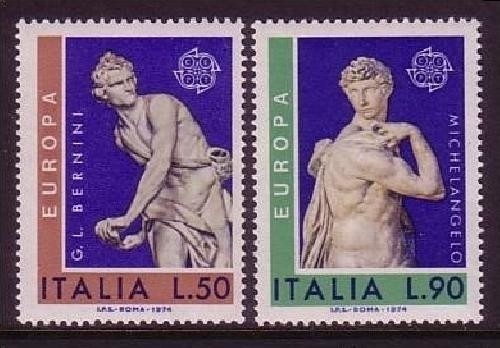 ITALIEN MI-NR. 1440-1441 POSTFRISCH(MINT) EUROPA 1974 SKULPTUREN MICHELANGELO BERNINI