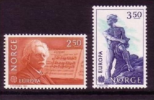 NORWEGEN MI-NR. 885-886 POSTFRISCH EUROPA 1983 GROSSE WERKE GRIEG KOMPONIST ABEL MATHEMATIKER