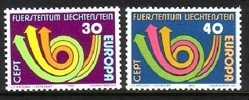 LIECHTENSTEIN MI-NR. 579-580 POSTFRISCH(MINT) EUROPA 1973 POSTHORN