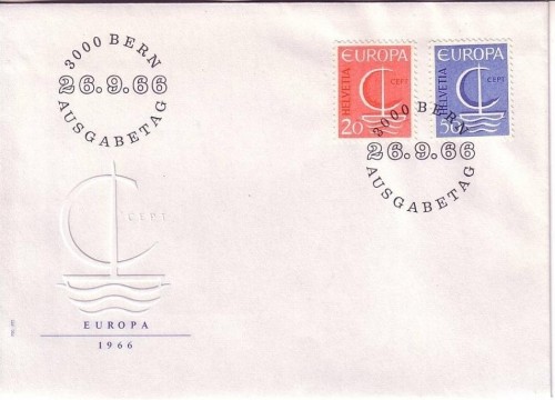SCHWEIZ MI-NR. 843-844 FDC CEPT 1966 BOOT MIT SEGEL