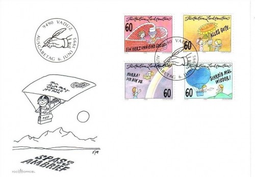 LIECHTENSTEIN MI-NR. 1111-1114 FDC GRUSSMARKEN 1995