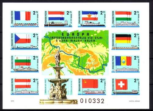 UNGARN BLOCK 128 B POSTFRISCH(MINT) EUROPÄISCHE DONAUKOMMISSION DONAU-MAIN-RHEIN-SCHIFFAHRT