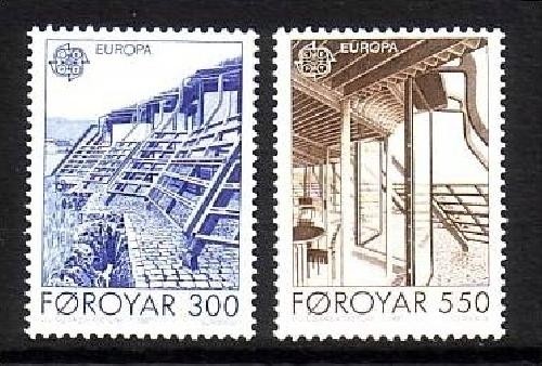 FÄRÖER MI-NR. 149-150 POSTFRISCH(MINT) EUROPA 1987 MODERNE ARCHITEKTUR