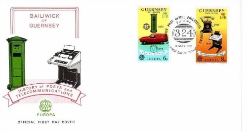 GUERNSEY MI-NR. 189-190 FDC EUROPA 1979 POSTWESEN AUTO TELEFON BRIEFKASTEN
