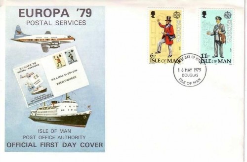 ISLE OF MAN MI-NR. 142-143 FDC EUROPA 1979 POST- UND FERNMELDEWESEN