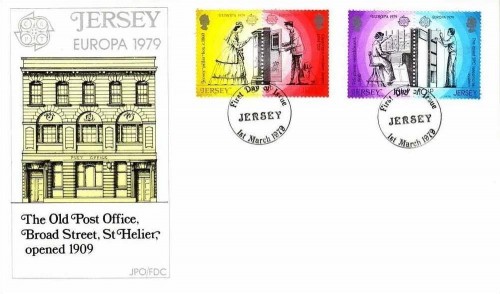 JERSEY MI-NR. 192-195 A FDC EUROPA 1979 POST- UND FERNMELDEWESEN