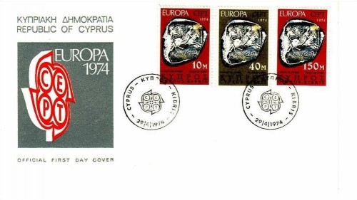 ZYPERN MI-NR. 409-411 FDC CEPT 1974 SILBERMÜNZE