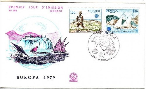 MONACO MI-NR. 1375-1377 FDC EUROPA 1979 POST- UND FERNMELDEWESEN SCHIFF EISENBAHN