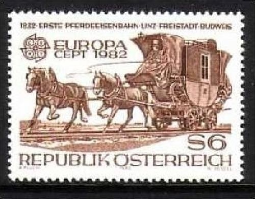 ÖSTERREICH MI-NR. 1713 POSTFRISCH(MINT) EUROPA 1982 PFERDEEISENBAHN HISTORISCHE EREIGNISSE