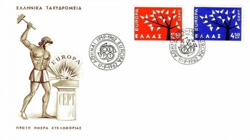 GRIECHENLAND MI-NR. 796-797 FDC CEPT 1962 BAUM