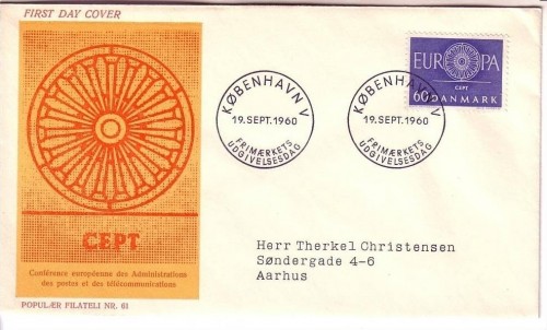 DÄNEMARK MI-NR. 386 FDC CEPT 1960 WAGENRAD