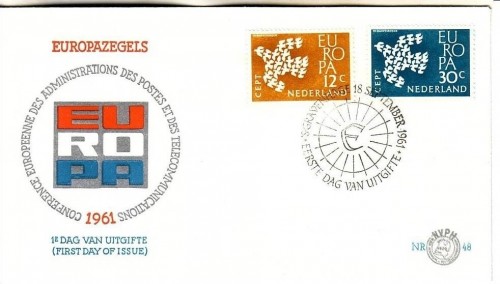 NIEDERLANDE MI-NR. 765-766 FDC CEPT 1961 TAUBE