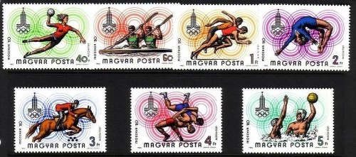 UNGARN MI-NR. 3433-3439 A POSTFRISCH(MINT) SOMMEROLYMPIADE MOSKAU 1980 HANDBALL KAJAK RINGEN FÜNFKAMPF