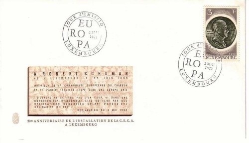LUXEMBOURG MI-NR. 849 FDC MONTANUNION ROBERT SCHUMAN 1972