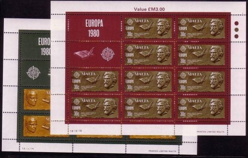 MALTA MI-NR. 615-616 POSTFRISCH(MINT) KLEINBOGENSATZ EUROPA 1980 BEDEUTENDE PERSÖNLICHKEITEN