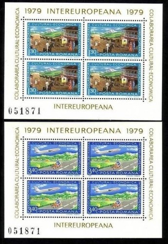 RUMÄNIEN BLOCK 157-158 POSTFRISCH(MINT) MITLÄUFER 1979 INTEREUROPA POSTKUTSCHE FLUGZEUG
