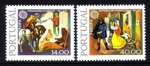 PORTUGAL MI-NR. 1441-1442 x POSTFRISCH(MINT) EUROPA 1979 POST- und FERNMELDEWESEN POSTREITER POSTBOTE