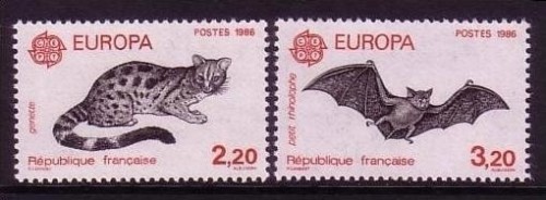 FRANKREICH MI-NR. 2546-2547 POSTFRISCH(MINT) EUROPA 1986 NATUR- und UMWELTSCHUTZ KATZE FLEDERMAUS