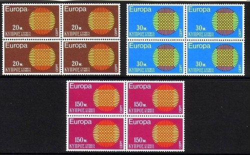 ZYPERN MI-NR. 332-334 POSTFRISCH(MINT) 4er Block EUROPA 1970 SONNENSYMBOL