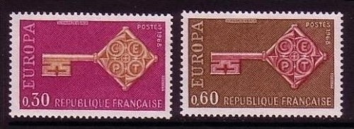FRANKREICH MI-NR. 1621-1622 POSTFRISCH EUROPA 1968 KREUZBARTSCHLÜSSEL