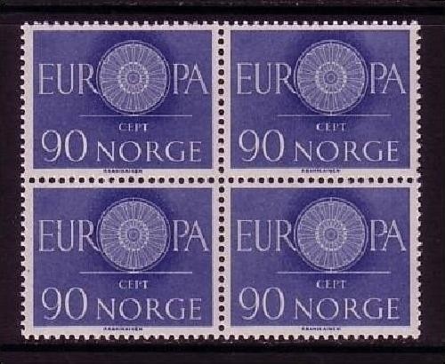 NORWEGEN MI-NR. 449 POSTFRISCH(MINT) 4er Block EUROPA 1960 WAGENRAD