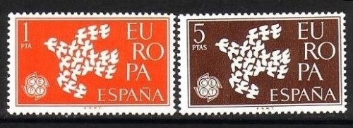 SPANIEN MI-NR. 1266-1267 POSTFRISCH(MINT) EUROPA 1961 - TAUBE