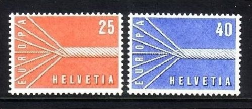 SCHWEIZ MI-NR. 646-647 POSTFRISCH(MINT) EUROPA 1957 SIEBENADRIGES SEIL