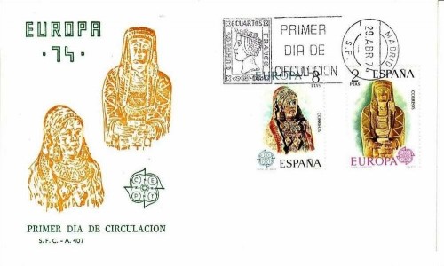 SPANIEN MI-NR. 2072-2073 FDC CEPT 1974 SKULPTUREN