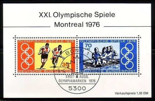 DEUTSCHLAND BLOCK 12 GESTEMPELT(USED) OLYMPISCHE SPIELE 1976 MONTREAL - HOCKEY - RUDERN
