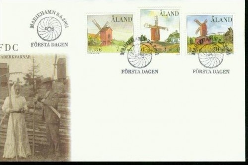 ALAND MI-NR. 192-194 FDC WINDMÜHLEN 2001