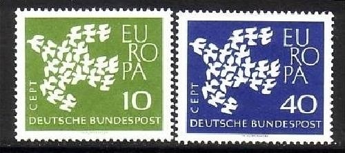 DEUTSCHLAND MI-NR. 367-368 x POSTFRISCH(MINT) EUROPA 1961 - TAUBE