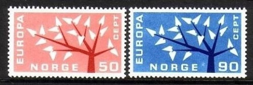 NORWEGEN MI-NR. 476-477 POSTFRISCH(MINT) EUROPA 1962 BAUM