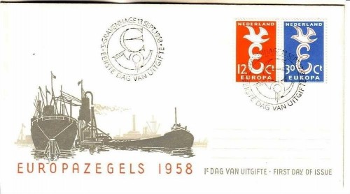 NIEDERLANDE MI-NR. 718-719 FDC EUROPA CEPT 1958 TAUBE