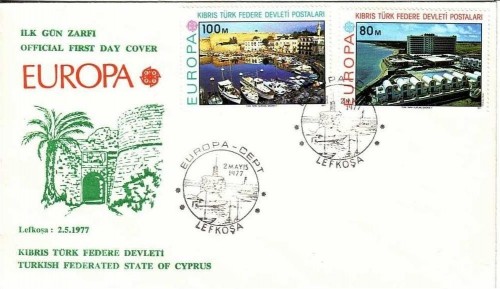TÜRKISCH ZYPERN MI-NR. 41-42 FDC EUROPA 1977 - LANDSCHAFTEN