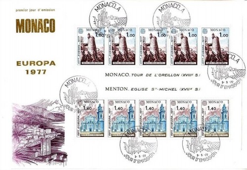 MONACO BLOCK 11 FDC EUROPA 1977 - ORELLON-TURM ST.-MICHAELS-KIRCHE