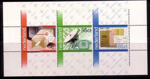 NIEDERLANDE BLOCK 22 POSTFRISCH(MINT) 100 JAHRE PTT 1980 POST TELEFON SPARKASSE