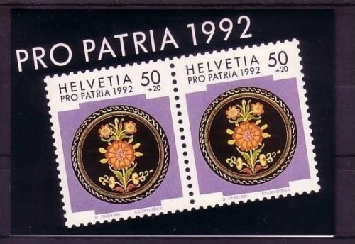 SCHWEIZ MH 0-92 GESTEMPELT(USED) PRO PATRIA 1992 GESCHIRRPLATTE