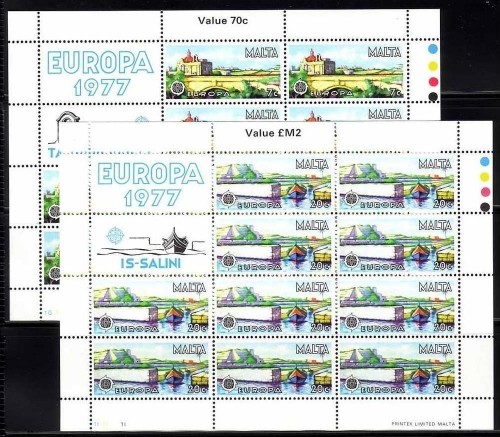 MALTA MI-NR. 554-555 POSTFRISCH(MINT) KLEINBOGENSATZ EUROPA 1977 LANDSCHAFTEN