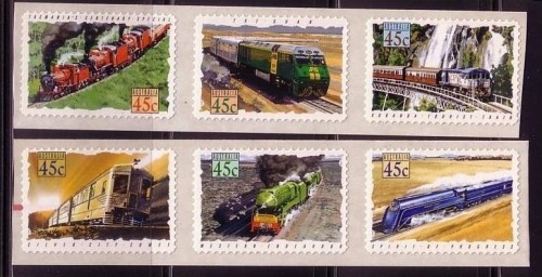 AUSTRALIEN MI-NR. 1354-1359 Streifen(2) selbstklebend POSTFRISCH(MINT) BERÜHMTE ZÜGE 1993 JUBILÄUMSZUG