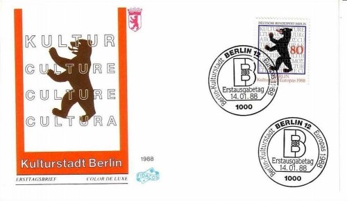 BERLIN MI-NR. 800 FDC(FIDACOS) KULTURHAUPTSTADT EUROPAS BERLINER BÄR 1988