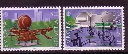 SCHWEIZ MI-NR. 1349-1350 POSTFRISCH(MINT) EUROPA 1987 - MODERNE ARCHITEKTUR BRUNNEN