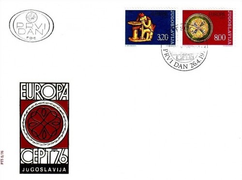 JUGOSLAWIEN MI-NR. 1635-1636 FDC CEPT 1976 KUNSTHANDWERK