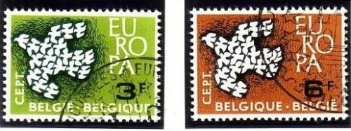 BELGIEN MI-NR. 1253-1254 o EUROPA 1961 - TAUBE